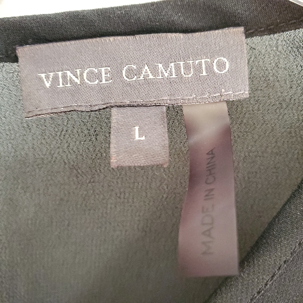 VINCE CAMUTO | Large Black Sheer Sleeveless Top - Picture 6 of 8